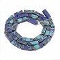 Synthetic Gemstone Beads Strands, Assembled Gold Line Lapis Lazuli and Synthetic Turquoise, Cuboid
