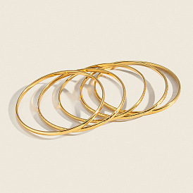 3.5mm 304 Runde Armreifen aus Edelstahl im Vintage-Stil mit Struktur für Damen