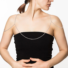 Искусственный жемчуг из смолы, цепочка с кисточками, плечевые цепи, железные наплечные ремни украшения для тела