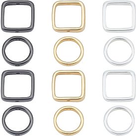 CHGCRAFT 12Pcs 6 Style Brass Bead Frames, Long-Lasting Plated, Lead Free & Cadmium Free & Nickel Free, Mixed Shapes, Matte Style