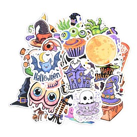 50Pcs Halloween Cartoon Paper Self-Adhesive Picture Stickers, for Water Bottles, Laptop, Luggage, Cup, Computer, Mobile Phone, Skateboard, Guitar Stickers Decor