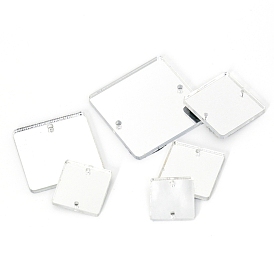 Acrylic Sew on Rhinestone, Acrylic Mirror, Two Holes, Garments Accessories, Square