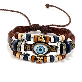 Handmade Ethnic Eye Leather Bracelet - Retro Multi-layered Boho Jewelry