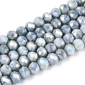 Антикоррозийные гальванические стеклянные бусины рондель, имитация драгоценных камней, с покрытием AB цвета, граненые
