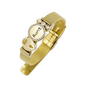 Bracelet de gardien en maille d'acier inoxydable, bracelet de combinaison de lettres rondes pour tante pour femmes.
