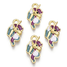 Zinc Alloy Enamel Pendants, Unicorn