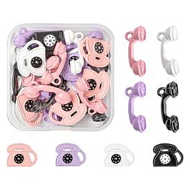 32Pcs 8 Style Spray Painted Alloy Pendants, Telephone