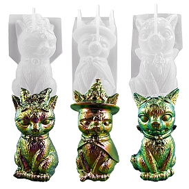 Cat Shaped DIY Silicone Display Decoration Molds, Resin Casting Molds, for UV Resin, Epoxy Resin Craft Making