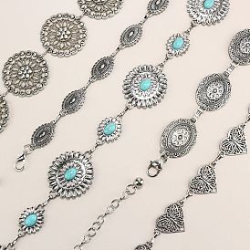 Тибетский стиль сплав цепи цепи живота, античное серебро