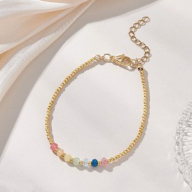 Бусины-рондели из натурального малайзийского нефрита, окрашенные чакрой, и браслеты из стеклянных бусин для женщин, круглые