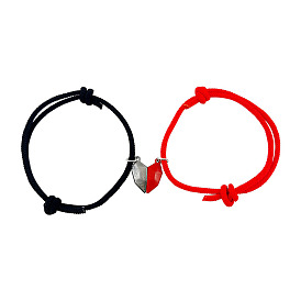 Magnetic Attraction Wish Stone Couple Bracelet with Adjustable Braided Rope for Women