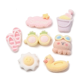 Летние пляжные кабошоны из непрозрачной смолы с бархатным покрытием, разнообразные