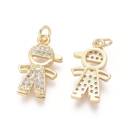 Brass Pendants, with Clear Cubic Zirconia, Boy