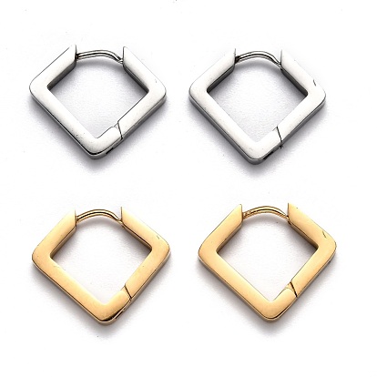 304 серьги-кольца с ромбами из нержавеющей стали.