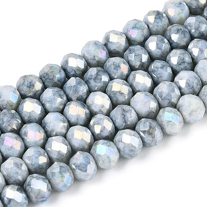 Антикоррозийные гальванические стеклянные бусины рондель, имитация драгоценных камней, с покрытием AB цвета, граненые