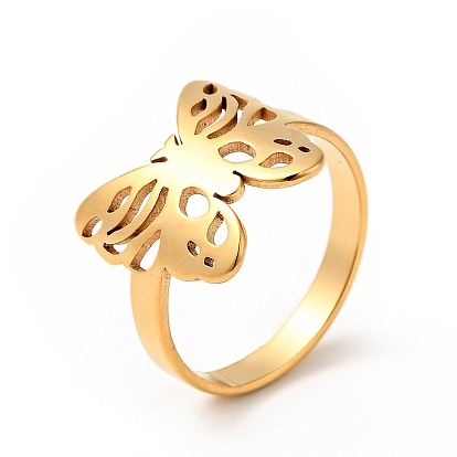 201 Stainless Steel Butterfly Thick Finger Ring for Women