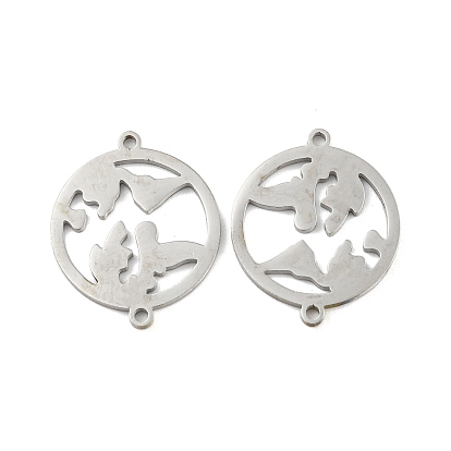 304 Stainless Steel Connector Charms, Flat Round
