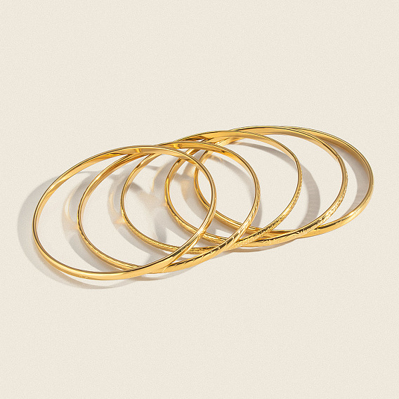 3.5MM 304 Stainless Steel Vintage Textured Round Bangles for Women