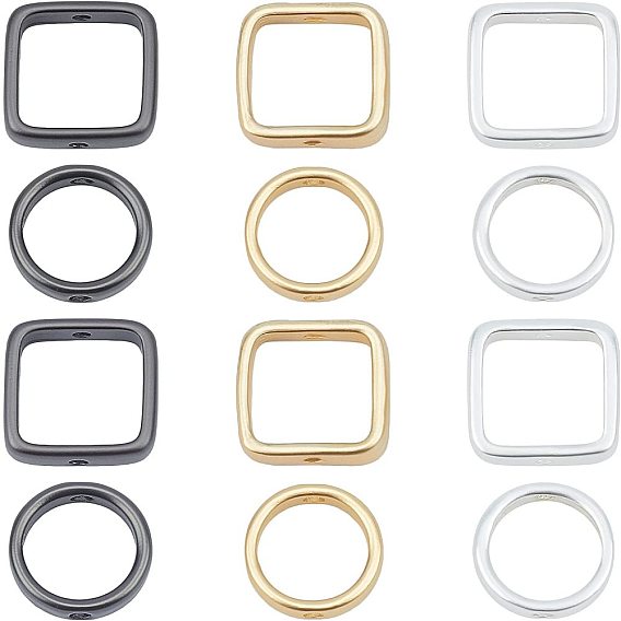 12шт 6 стиль латунные бусины рамки, долговечный, без свинца, без кадмии и без никеля, разнообразные, матовый стиль