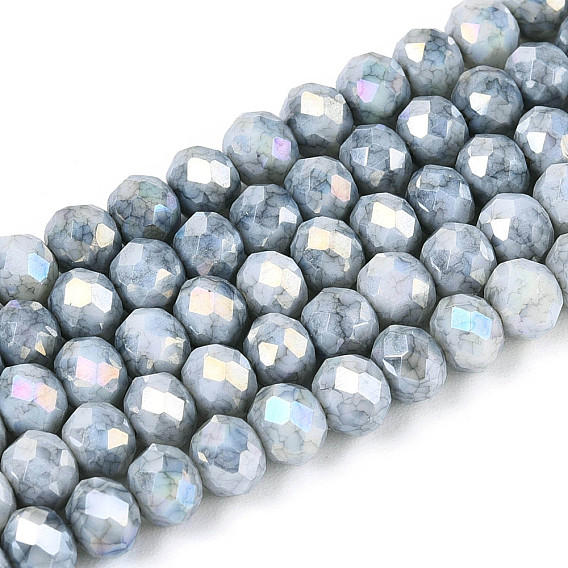 Антикоррозийные гальванические стеклянные бусины рондель, имитация драгоценных камней, с покрытием AB цвета, граненые