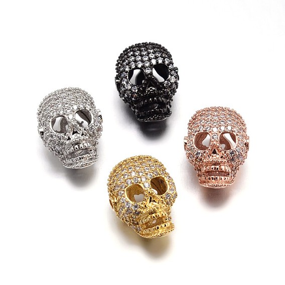 Латунные микро проложить кубических бусин циркония черепа, без свинца, без кадмии и без никеля, прозрачные