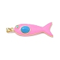 Ocean Dyed Synthetic Turquoise Pendants, Brass Enamel Fish Charms, Real 18K Gold Plated, Long-Lasting Plated, Rack Plating, Lead Free & Cadmium Free