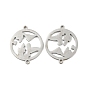 304 Stainless Steel Connector Charms, Flat Round