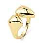 Double Heart Rack Plating Brass Open Cuff Rings, Cadmium Free & Lead Free