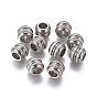 304 Edelstahlkugeln, Gerillte Perlen, Kolumne, 12x10 mm, Bohrung: 6 mm