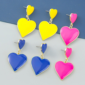 Stylish Heart-shaped Multi-layer Alloy Drop Earrings for Women with Personality and Charm