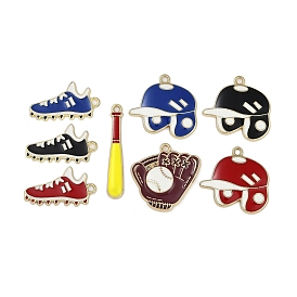 Alloy Enamel Pendants, Golden, Baseball Glove/Shoes/Hats/Bat Charm