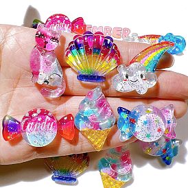 Прозрачные смолы кабошоны, с блестка