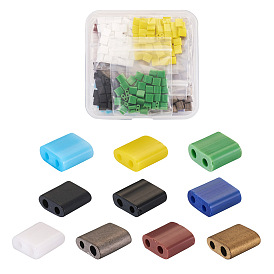 500 шт. 10 цвета 2 стеклянный бисер с отверстиями, непрозрачных цветов, квадратный