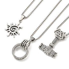 Alloy Pendant Necklace, Stainless Steel Box Chain Necklaces for Men