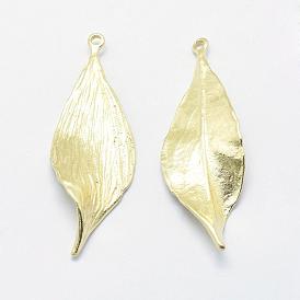 Brass Pendants, Lead Free & Cadmium Free & Nickel Free, Leaf
