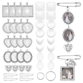 DIY Blanko-Kuppel-Brosche aus Legierung, Glas und Eisen, Schmuckherstellungs-Kits für Hochzeitsstrauß-Ornamente, Mischformen