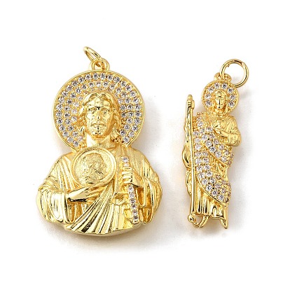 Латунные микро проложить кубического циркония подвески, прелести Святого Иуды, без свинца и без кадмия, стойки покрытие, долговечный, с целью перехода в кольце