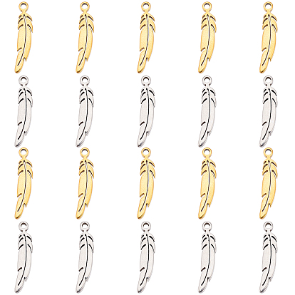 60 шт. 2 цвета 304 подвески из нержавеющей стали, лазерная резка, перо