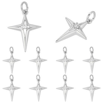 Латунные микропаве прозрачные подвески с фианитом, с 304 кольцами из нержавеющей стали