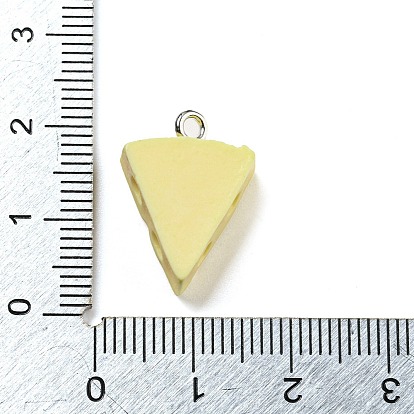 Resin Imitation Food Pendants, Cheese Charms with Platinum Plated Iron Loops