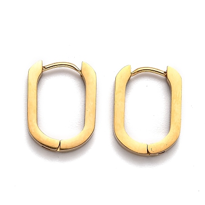 304 Stainless Steel Huggie Hoop Earrings, Oval