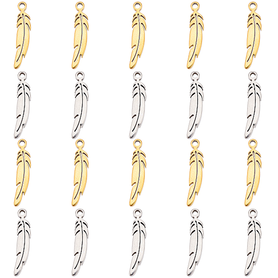 60 шт. 2 цвета 304 подвески из нержавеющей стали, лазерная резка, перо