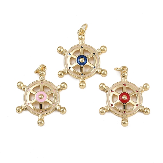 Латунь эмаль подвески, подвески в форме шлема, с целью перехода в кольце, стойки покрытие, без кадмия и без свинца, долговечный, реальный 18 k позолоченный