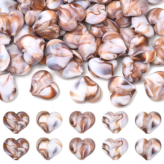 30Pcs Acrylic Imitation Gemstone Beads, Heart