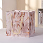 Marble Pattern Kraft Paper Bags, with Ribbon Handles, Gift Bags, Shopping Bags, Square