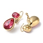 Glass Rectangle & Teardrop Leverback Earrings, Real 14K Gold Plated 304 Stainless Steel Earrings