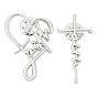 Broche en alliage de zinc à thème religieux (pièces), pour les vêtements, platine, cœur/mot