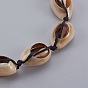 Cowrie Shell Beads Anklets, with Nylon Thread Cord and 304 Stainless Steel Lobster Claw Clasps