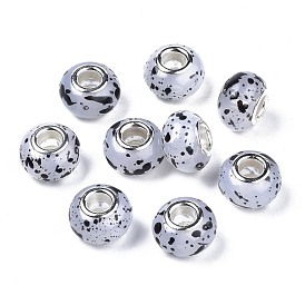 Cmолы европейские шарики, бусины с большим отверстием, с латунными двойными ядрами, платиновый оттенок, имитация желе, рондель