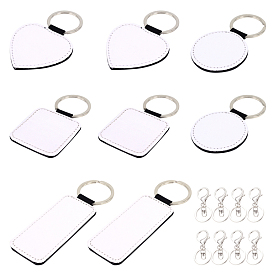 PU Leather Sublimation Blanks Keychains, with Iron Split Key Rings, Iron Alloy Lobster Claw Clasp Keychain